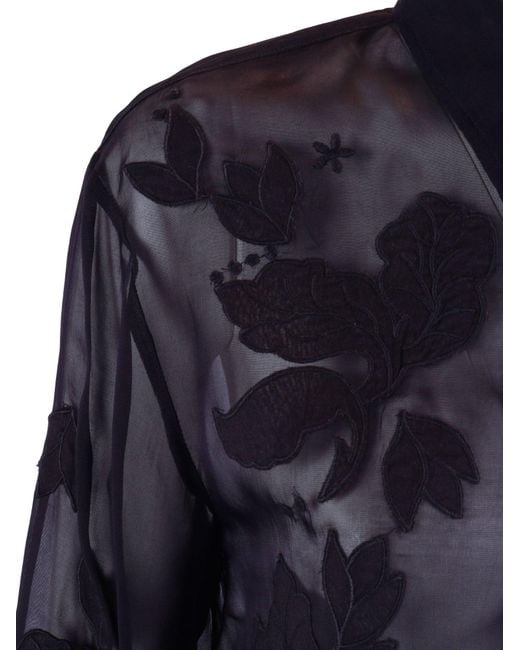 Forte_forte Blue Organic Shirt With An Iris Velvet Embroidery
