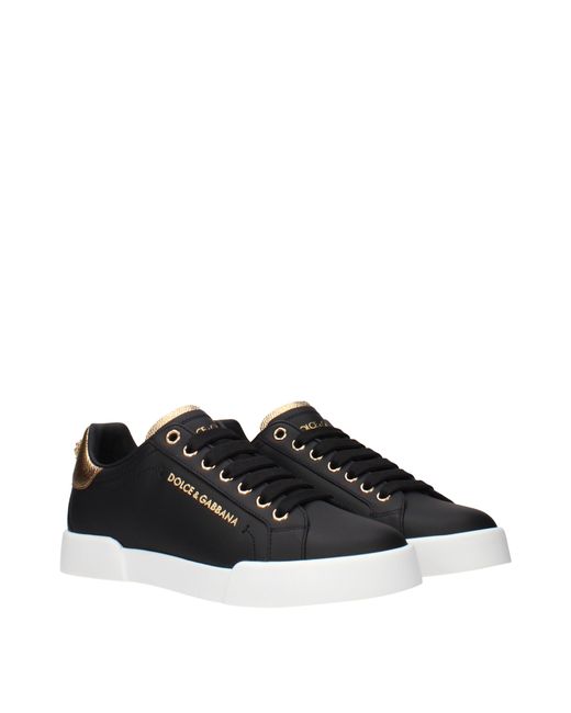Dolce & Gabbana Black Dolce&Gabbana Portofino Sneakers/ Leather