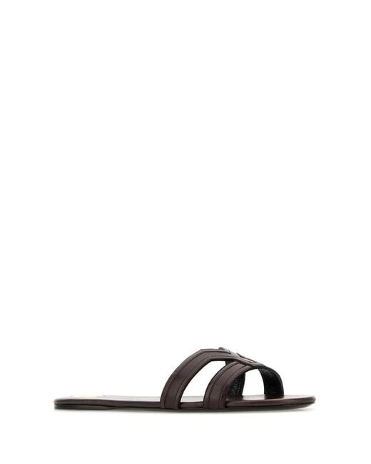 Saint Laurent Black Leather Mabrouka Slippers