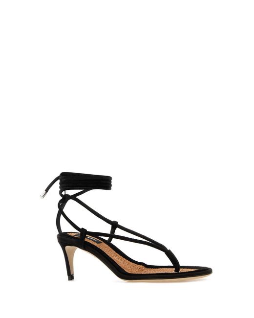 DSquared² White Black Suede Twin Thong Sandals