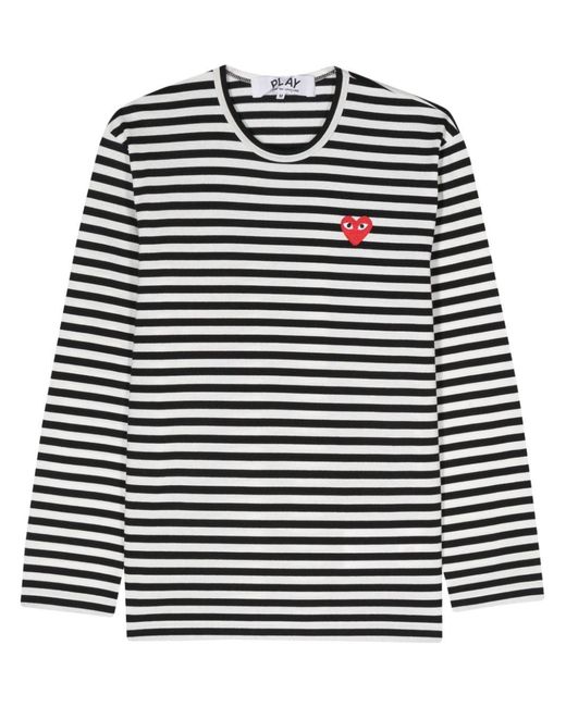 Comme des Garçons Black Logo Striped Cotton T-Shirt
