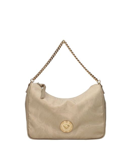 Versace Natural Hobo Handbag/Sand Fabric