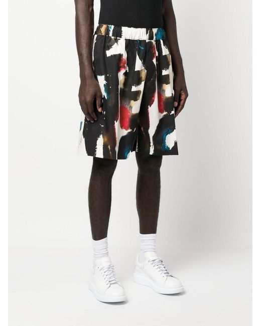 McQueen Red Multicolour Shorts for men