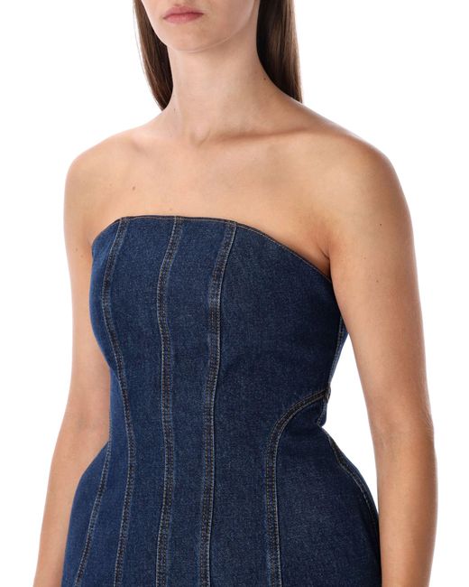 Magda Butrym Blue Strapless Denim Corset Top