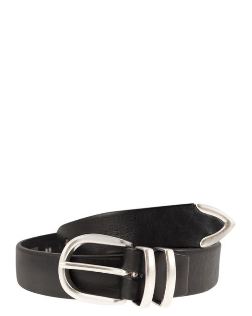 Alberto Luti Black Leather Belt for men