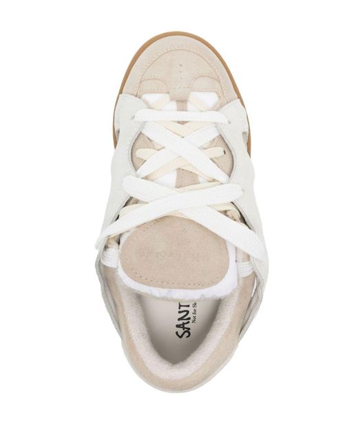 Santha White Curb Panelled Leather Sneakers for men