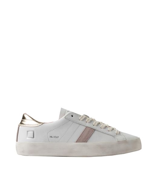 Date White DATUM. Sneaker Hill Low -Kalb Weiß/Platin