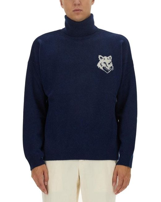 Maison Kitsuné Blue Maison Kitsuné Fox Head Jersey for men