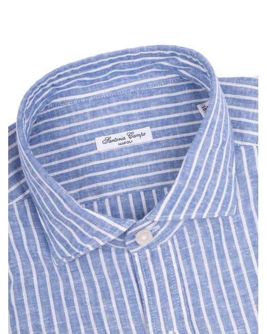 SARTORIA DEL CAMPO-SONRISA Blue Shirt Cotton for men