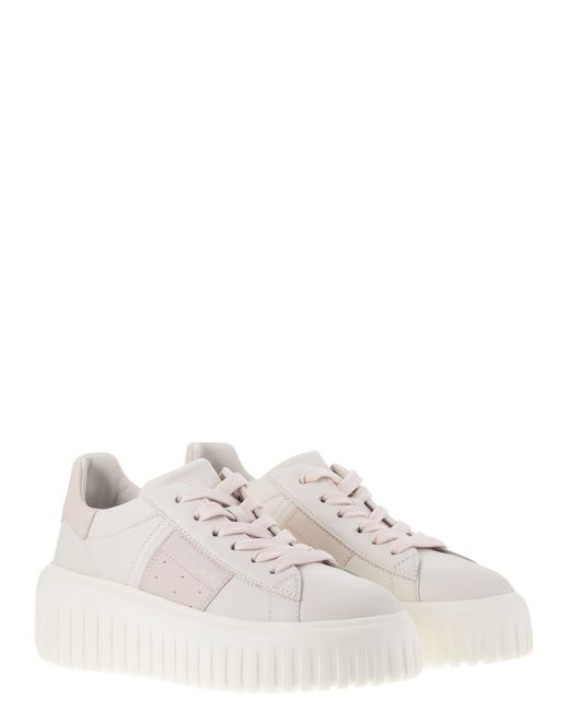 Hogan White H-Stripes Trainers With Side Band Sneaker