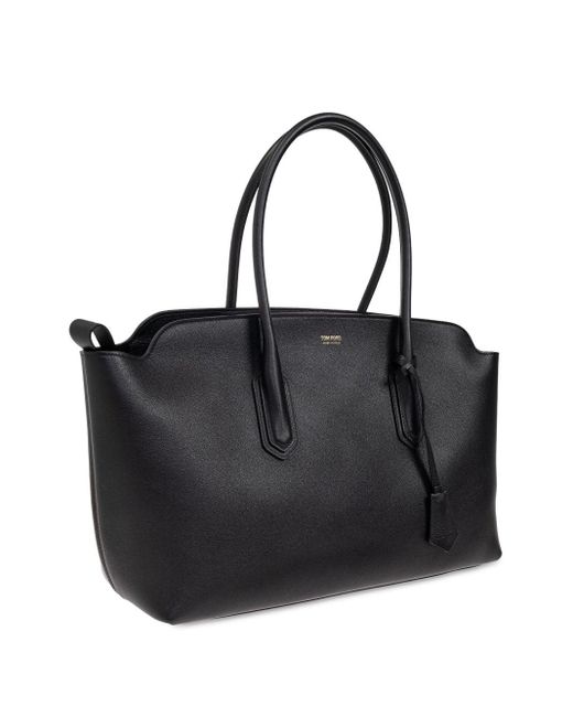 Tom Ford Black Large Leather Shopping Bag