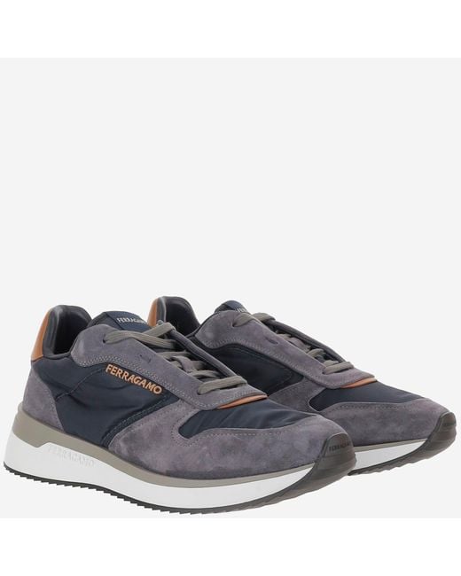 Ferragamo Leder -Sneaker in Blue für Herren