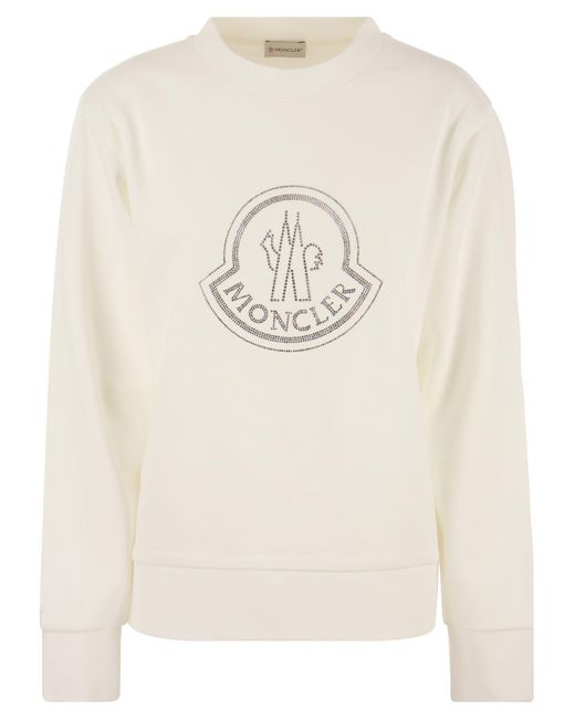 Moncler Logo Sweatshirt Met Kristallen in het White
