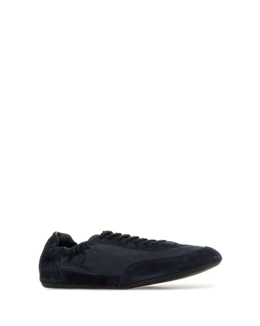 Prada Blue Nylon And Suede Sneakers
