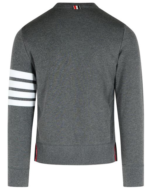Thom Browne '4 bar' dunkelgraues Baumwoll -Sweatshirt in Gray für Herren
