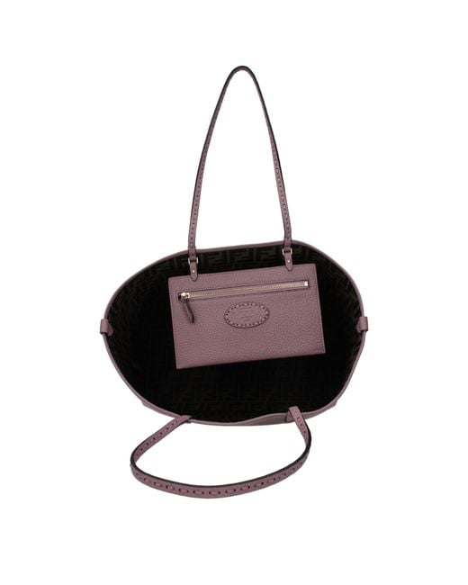 Fendi Purple Shoulder Bag Roll/ Leather