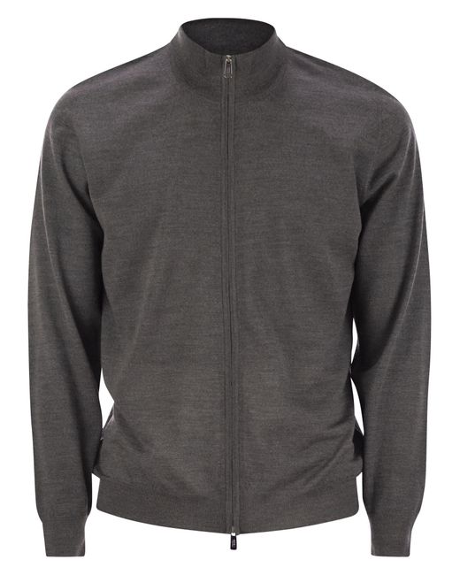 Fedeli Favonio Virgin Wollpullover mit voller Reißverschluss in Gray für Herren
