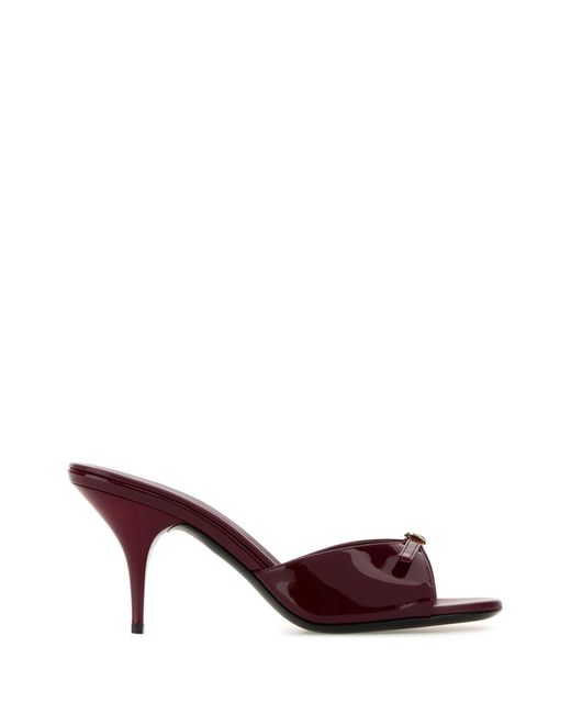 Miu Miu Brown Burgundy Leather Mules