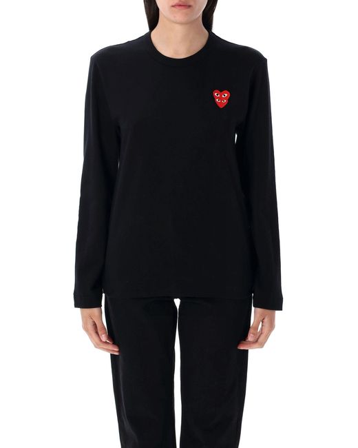 COMME DES GARÇONS PLAY Black Double Heart Long-Sleeve T-Shirt