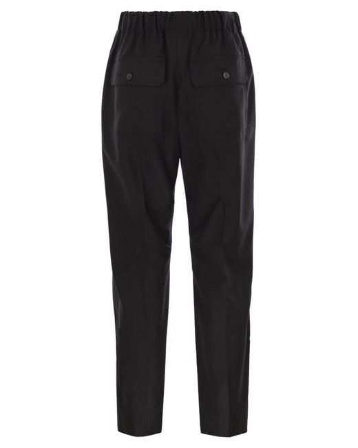 Weekend by Maxmara Black Hateley Wool Flannel Trousers
