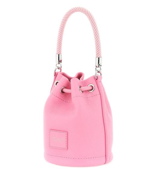 Marc Jacobs De Lederen Mini -bucketzak in het Pink
