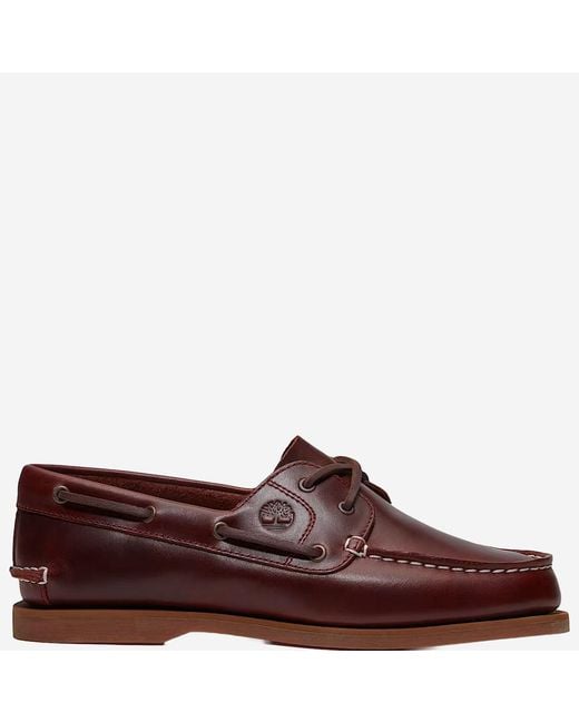 Timberland Red Loafers Classic Boat Leather