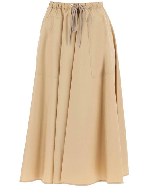 Moncler Natural Midi Poplin Skirt In