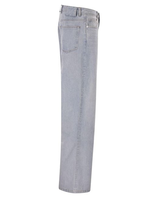 A.P.C. Gray Washed Cotton Denim Wide-Leg Jeans for men