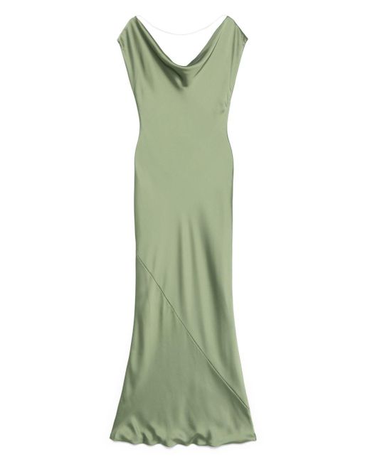 Norma Kamali Green Cap Sleeve Maria Gown Dress
