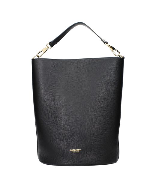 Burberry Black Leather Hobo Handbag