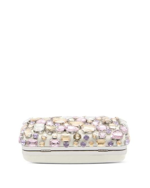 Self-Portrait White Crystal Embellished Clutch