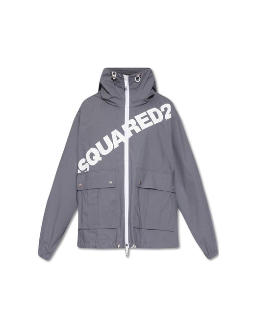 DSquared² Logo Hooded Windbreaker in het Blue voor heren