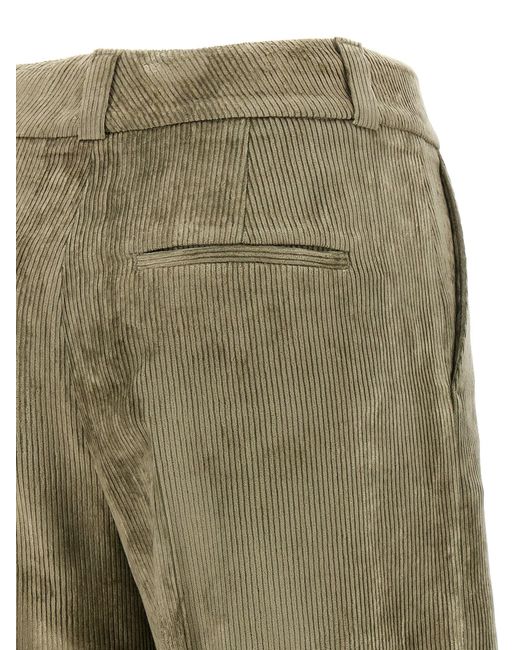 Peserico Green Textured Stripe Corduroy Trousers