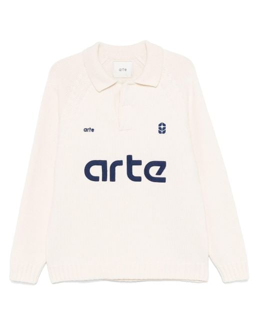 Arte' White Polo Futebol Knit for men