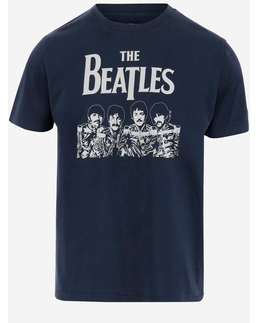 Mc2 Saint Barth Beatles Print Katoenen T -shirt in het Blue voor heren