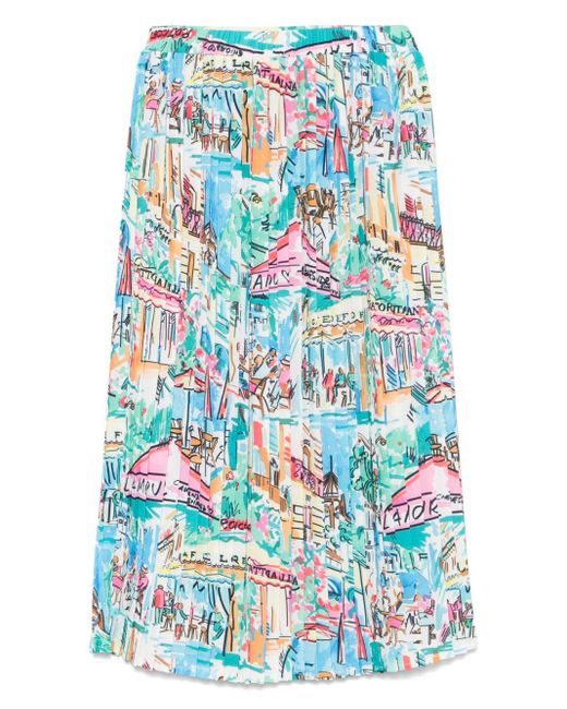 ALESSANDRO ENRIQUEZ Blue Printed Midi Skirt
