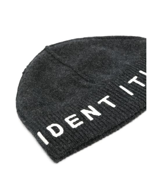 Random Identities Black Beanie With Ris Logo for men