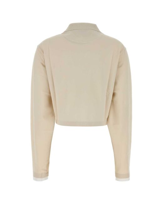 Prada Natural Logo Shirt Collar Polo