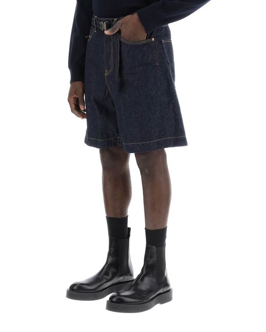 Pantalones cortos de bermudas de denim con cinturón extraíble Sacai de hombre de color Blue