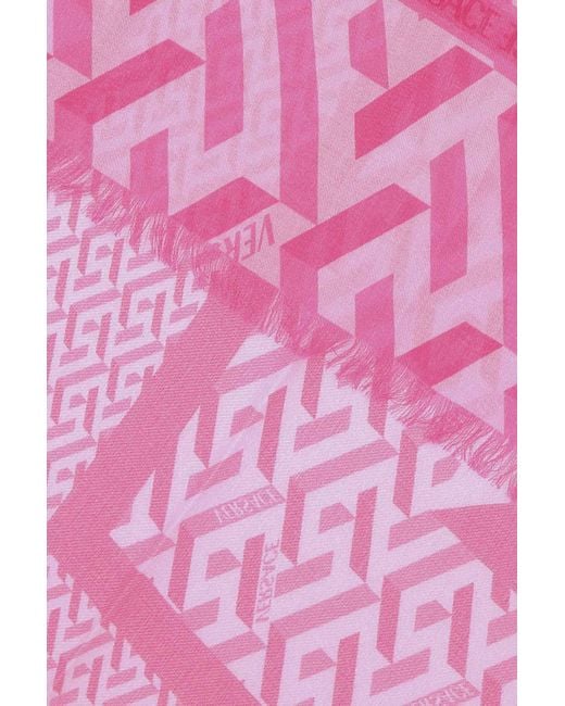 Versace Pink Monogram-Print Scarf