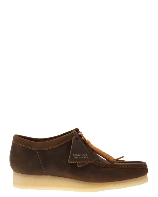 Zapato de cuero de gamuza de Wallabee Clarks de hombre de color Brown