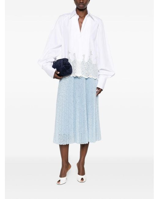 Ermanno Scervino Blue Embroidered Long Skirt