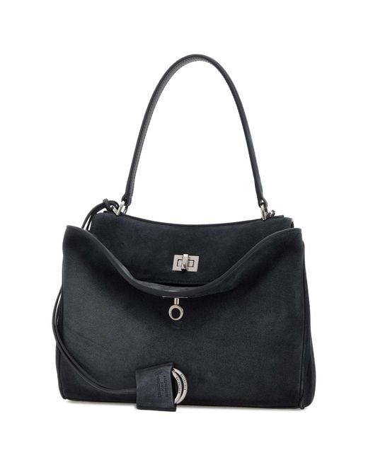 Balenciaga Black Graphite Suede Small Rodeo Handbag