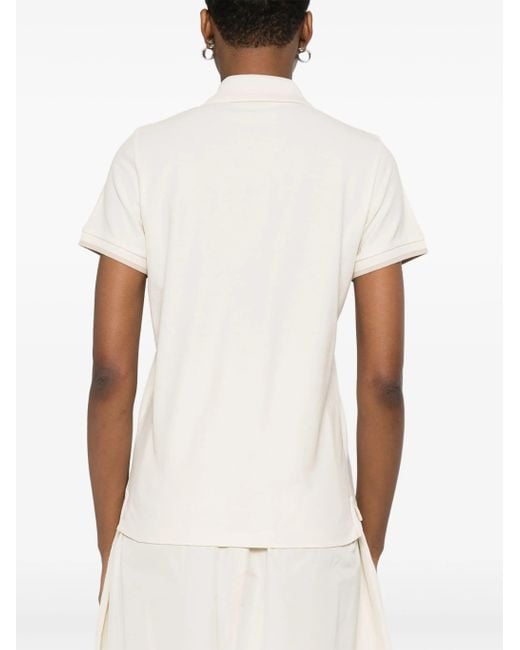 Moncler White Logo Patch Polo Shirt