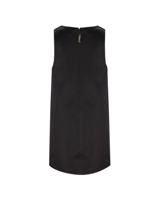 Saint Laurent Black Cassandre Satin Dress