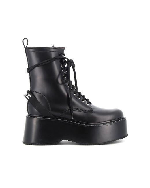 DSquared² Black Lace Up Leather Boots