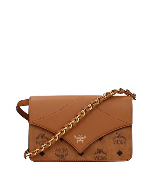 MCM Brown Umhängetaschen Frauen Leder braun/Cognac