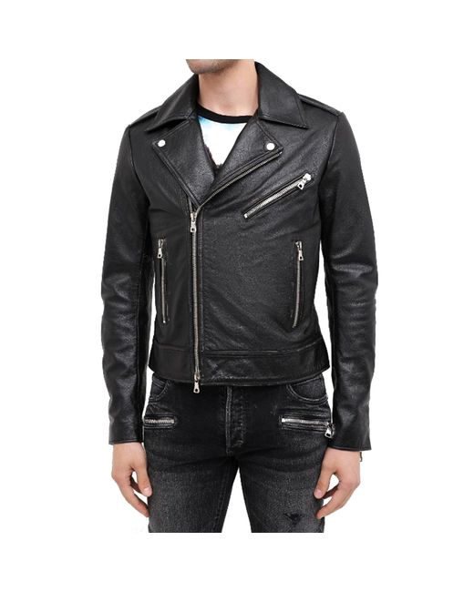 Balmain Black Leather Jackets for men