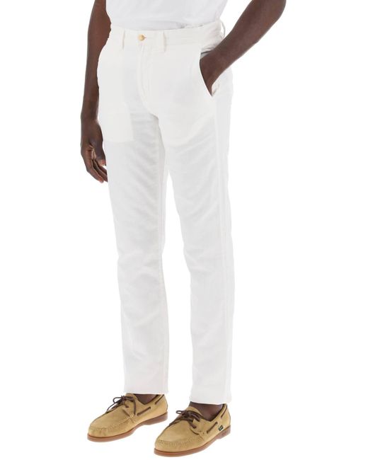 Polo Ralph Lauren White Lightweight Linen And Cotton Trousers