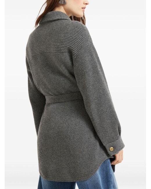 Brunello Cucinelli Geribbeld Wollen Vest Met Ceintuur in het Gray